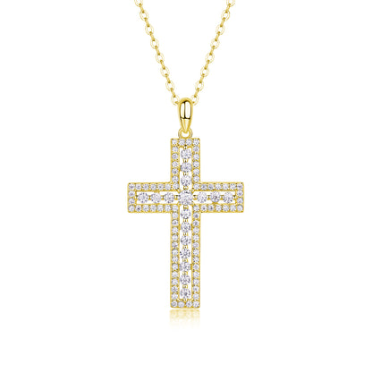 Shelter - Fashionable Jewelry Pendant Set With Moissanite S925 Sterling Silver And Platinum-plated Cross Diamond, Moissanite Silver Jewelry