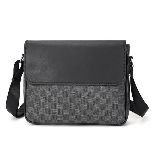 Crossbody Shoulder Bag Leather Plaid