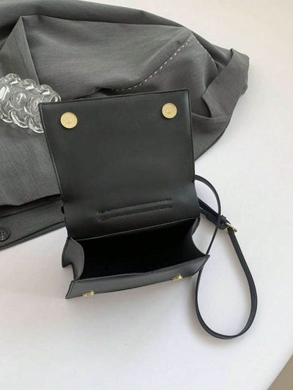 Quirky Shaped Collar Women Crossbody Bag, Fashion Black Flap Shoulder Bag, Phone Pouch, Interesting Gift