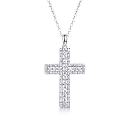 Shelter - Fashionable Jewelry Pendant Set With Moissanite S925 Sterling Silver And Platinum-plated Cross Diamond, Moissanite Silver Jewelry
