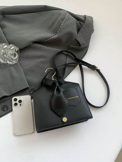Quirky Shaped Collar Women Crossbody Bag, Fashion Black Flap Shoulder Bag, Phone Pouch, Interesting Gift