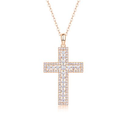 Shelter - Fashionable Jewelry Pendant Set With Moissanite S925 Sterling Silver And Platinum-plated Cross Diamond, Moissanite Silver Jewelry