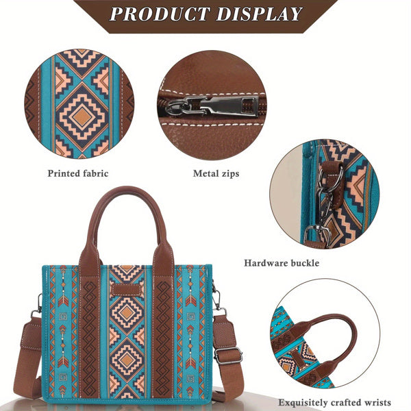 4Pcs Women's Tote Bag, Retro Work Bag Lightweight, Bohemian Style Tote Bag