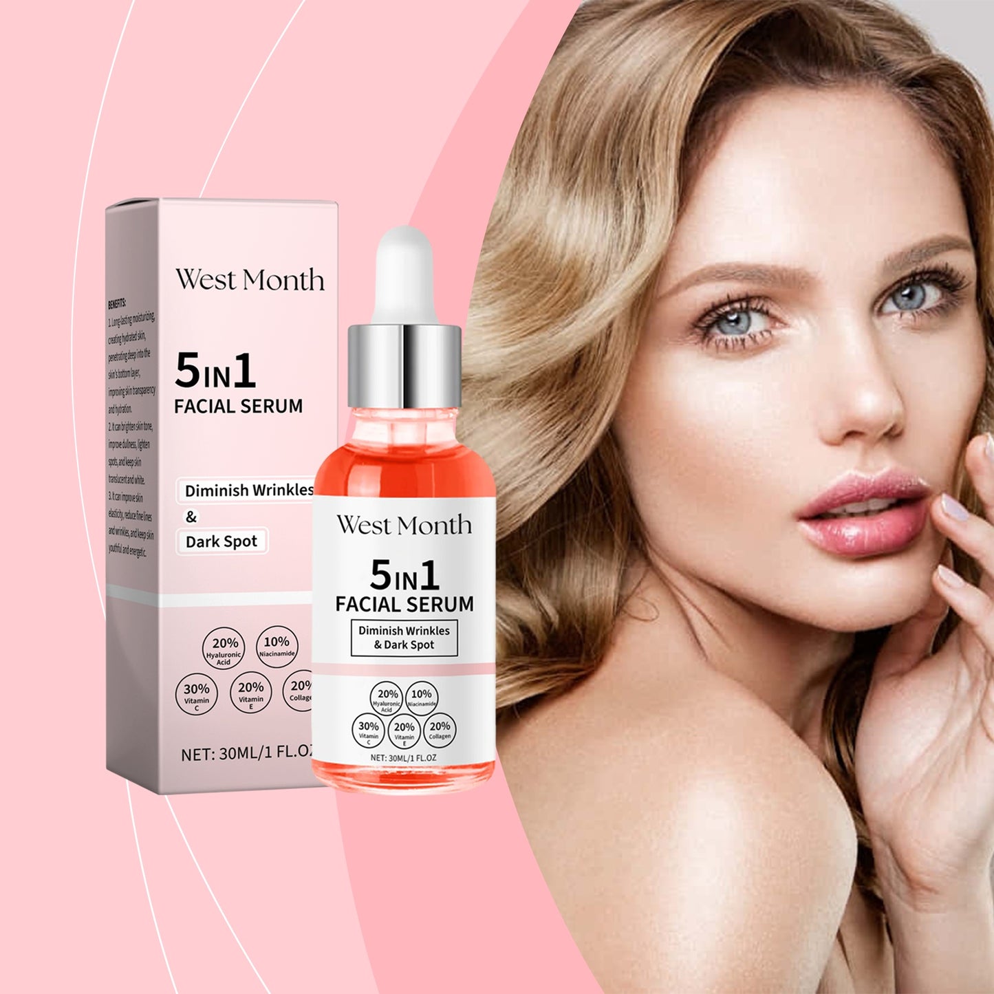West&Month All-In-One Serum For Skin Improvement Vitamin C Even-Brightening Niacinamide Serum