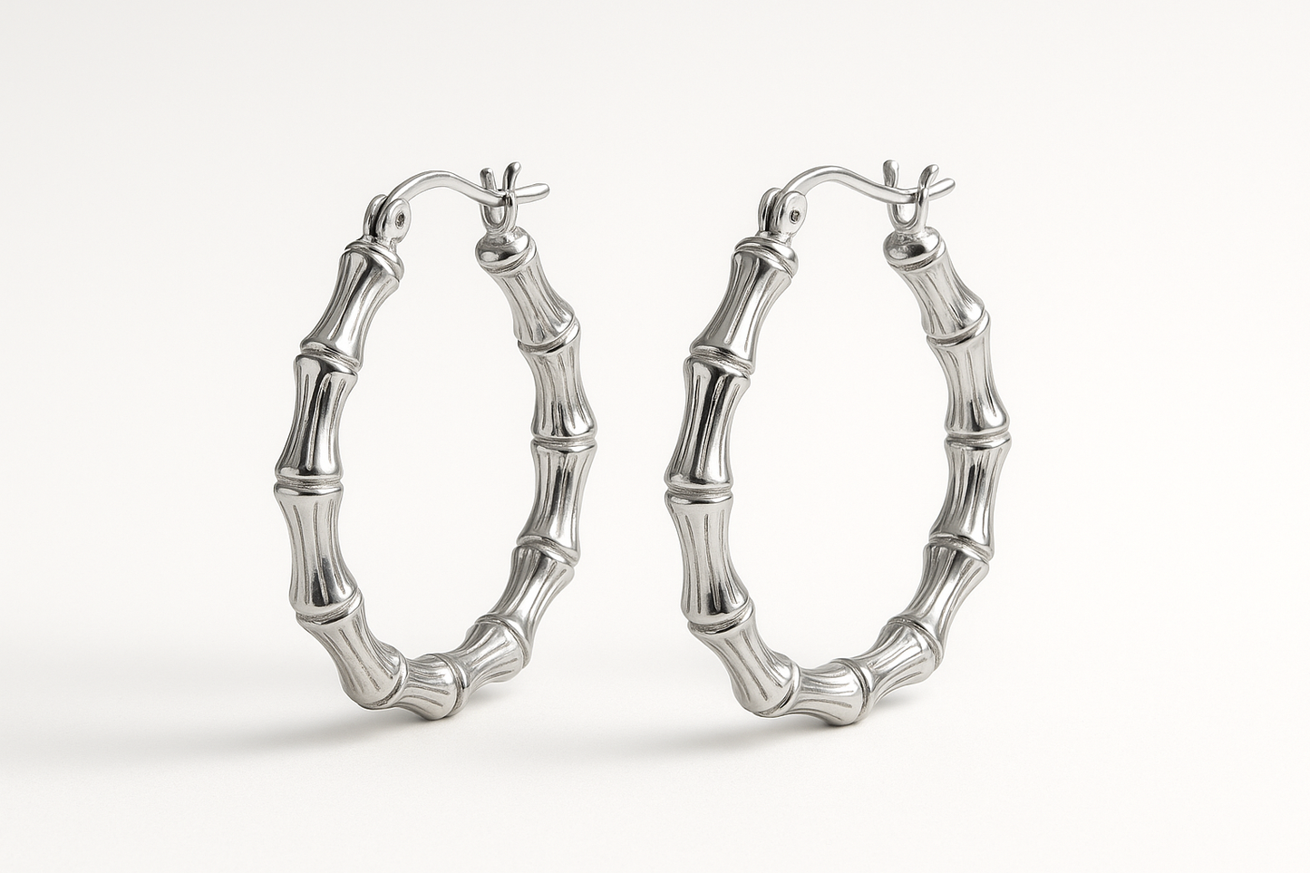 bamboo hoop earrings silver
