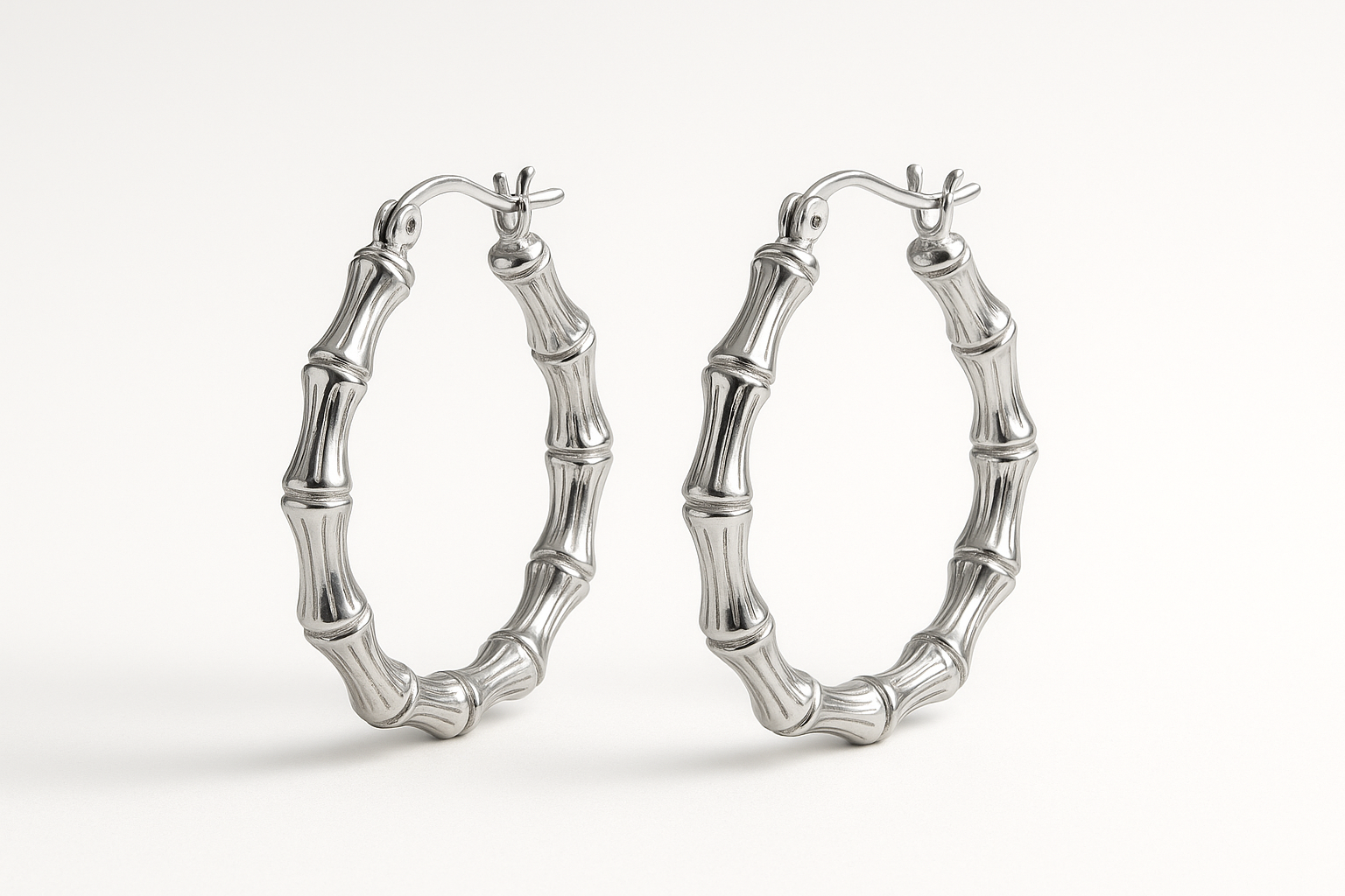 bamboo hoop earrings silver