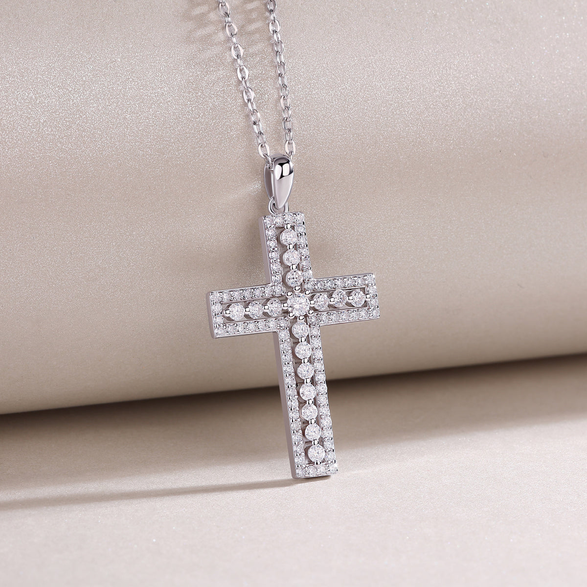 Shelter - Fashionable Jewelry Pendant Set With Moissanite S925 Sterling Silver And Platinum-plated Cross Diamond, Moissanite Silver Jewelry