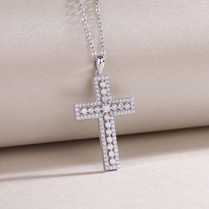 Shelter - Fashionable Jewelry Pendant Set With Moissanite S925 Sterling Silver And Platinum-plated Cross Diamond, Moissanite Silver Jewelry
